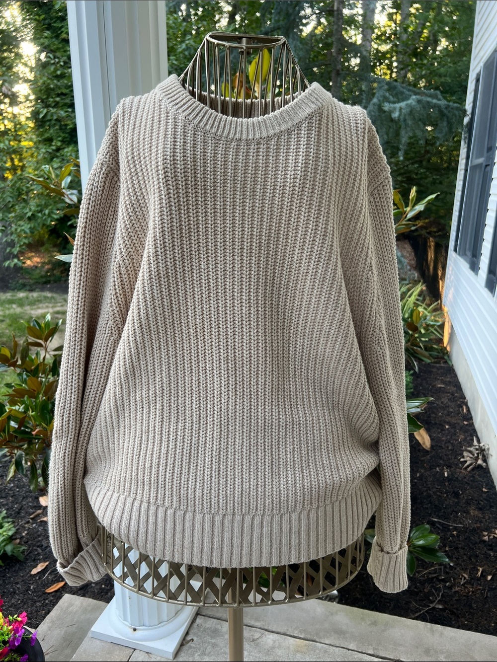 J. Crew Cream Ribbed Chunky Knit Sweater